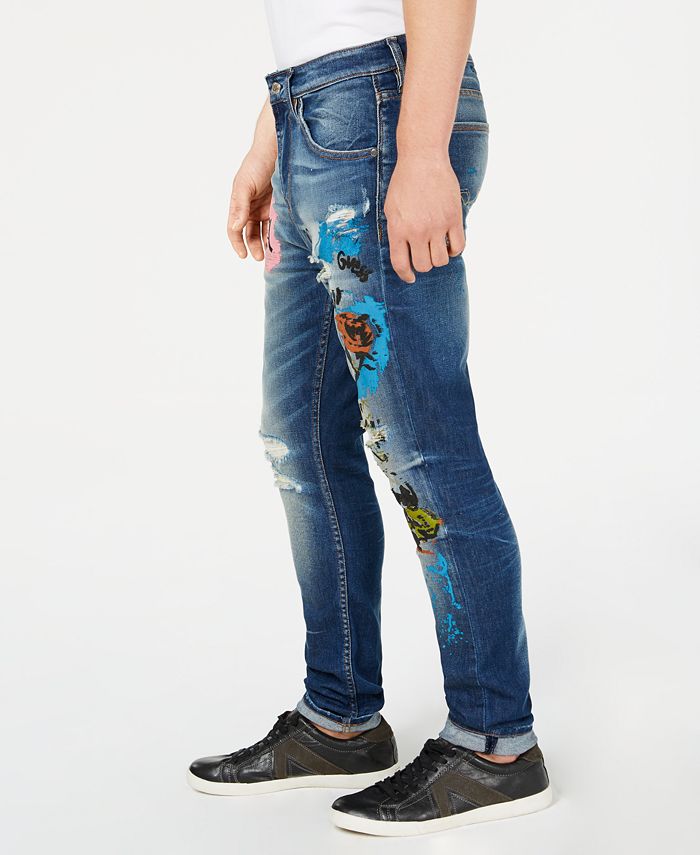 GUESS Men's Utility Fit Ripped Graphic Jeans Macy's