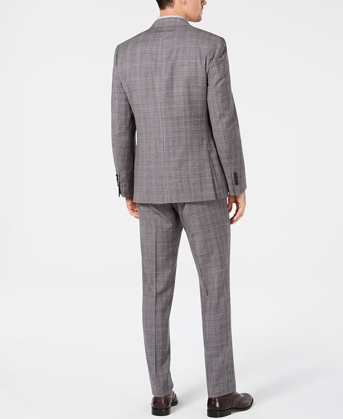 Tallia Men's SlimFit Gray/Purple Plaid Wool Suit Macy's