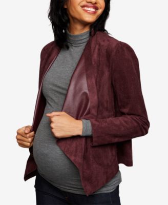 BB Dakota Maternity Draped Faux-Leather Jacket - Macy's