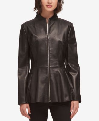 DKNY Leather Peplum Jacket, Created for Macy's - Macy's