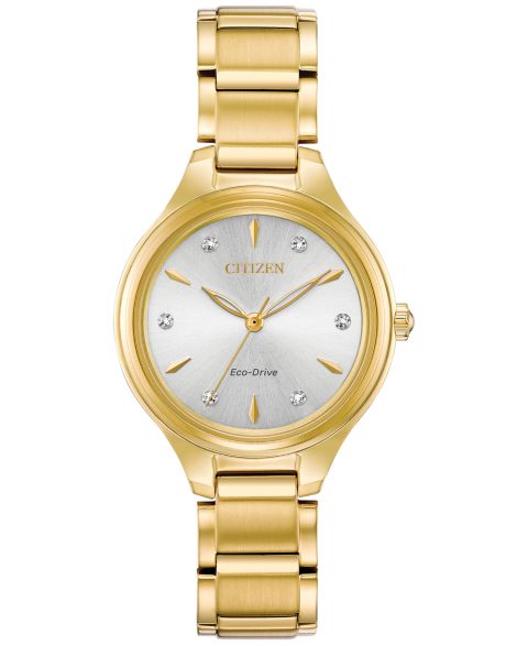 Женские часы Citizen Eco-Drive Corso Diamond-Accent Gold-Tone Stainless Steel Bracelet Watch 29mm