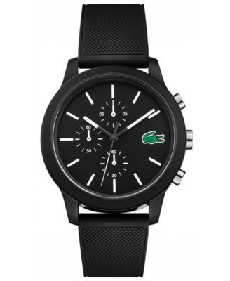 men's lacoste 12.12 watch with black silicone strap