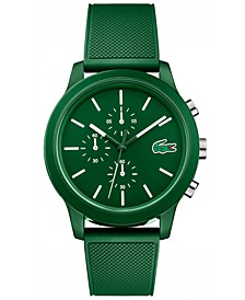 Men's Chronograph 12.12 Green Silicone Strap Watch 44mm