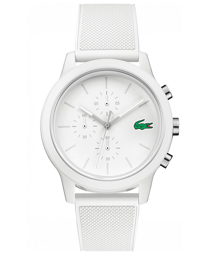 Strømcelle Afstemning Halvtreds Lacoste Men's Chronograph L.12.12 White Silicone Strap Watch 44mm - Macy's