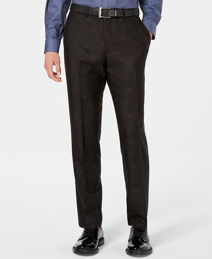 Bar III Men's SlimFit Black Jacquard Suit Pants, Created for Macy's