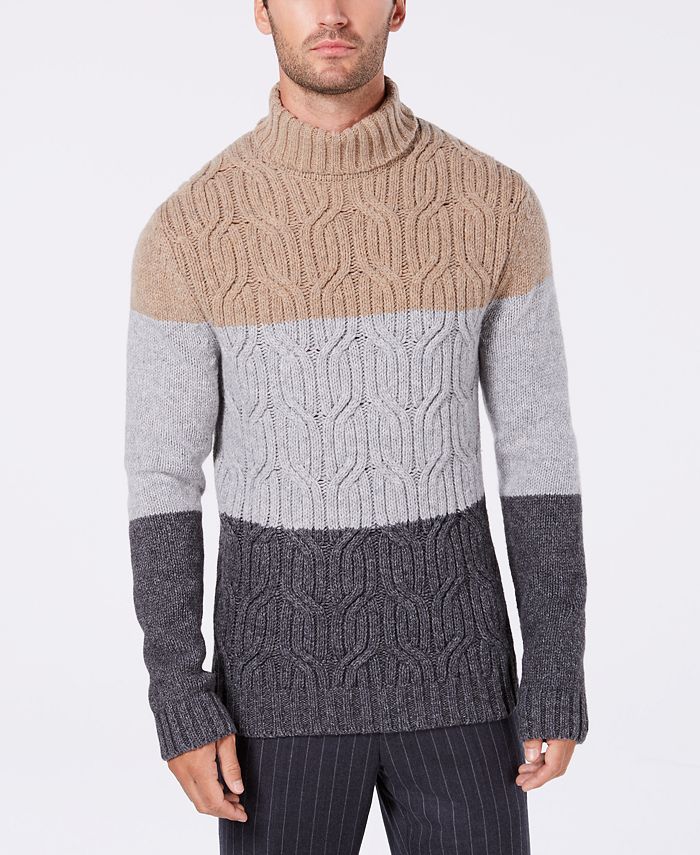 Tasso Elba Men's Lux Colorblocked Turtleneck Sweater, Created for Macy ...