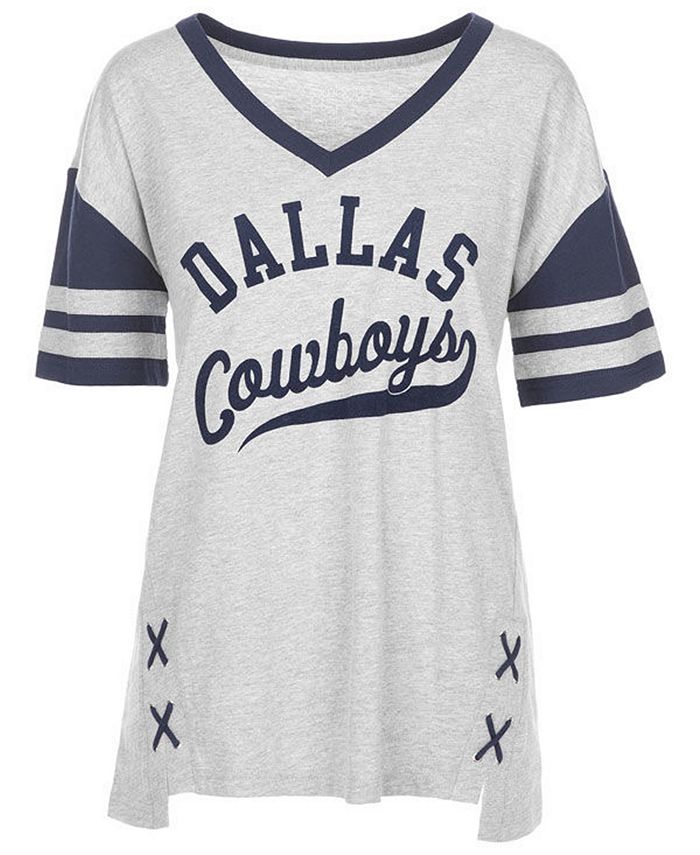 Authentic NFL Apparel Women's Dallas Cowboys Opal Lace Up T-Shirt - Macy's