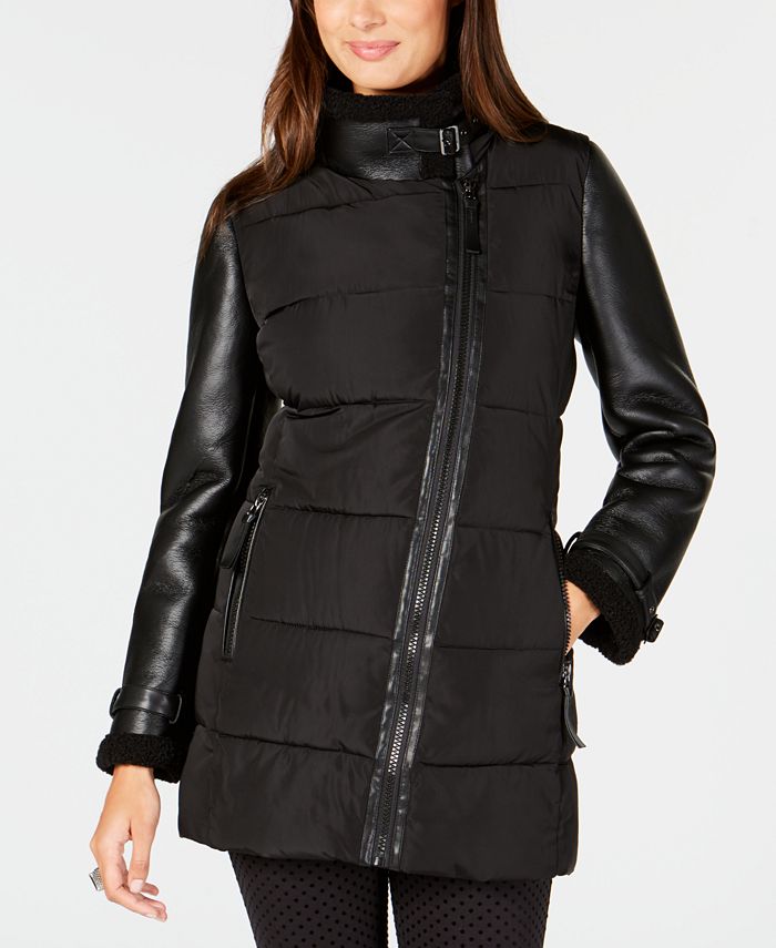 Calvin Klein MixedMedia Hooded Puffer Coat Macy's