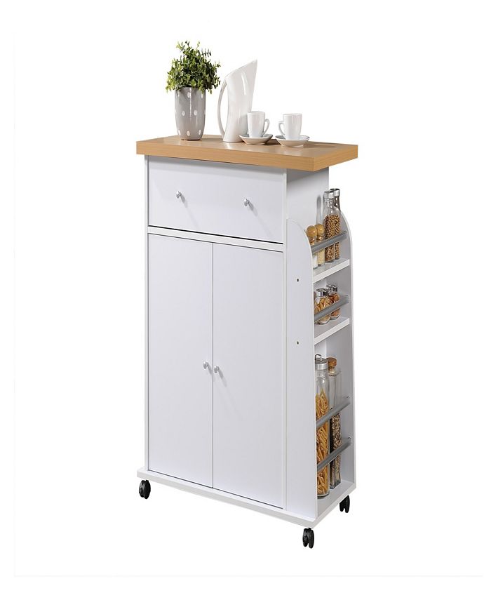 Hodedah Kitchen Cart with Spice Rack in White Macy's
