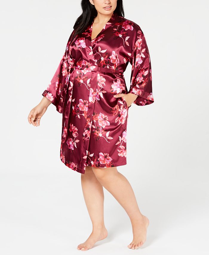 Thalia Sodi Plus Size FloralPrint Wrap Robe, Created for Macy's Macy's