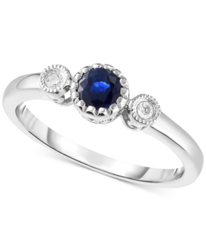 image of Sapphire (3/8 ct. t.w.) & Diamond Accent Ring in 14k White Gold (Also Available in Emerald and Pink Sapphire)