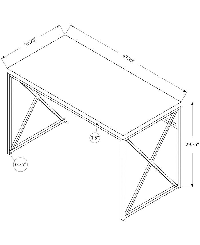 Monarch Specialties - Computer Desk - 48"L Dark Taupe Chrome Metal