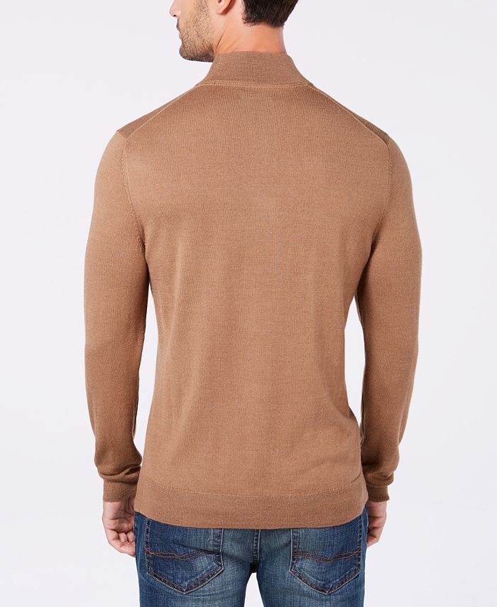 Men's Quarter-Zip Merino Wool Blend Sweater, Created for Macy's