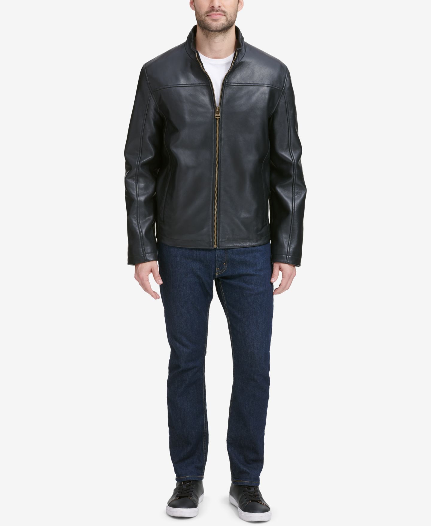 Мужская куртка Cole Haan Smooth Genuine Leather, цвет: Чёрный — фото 4