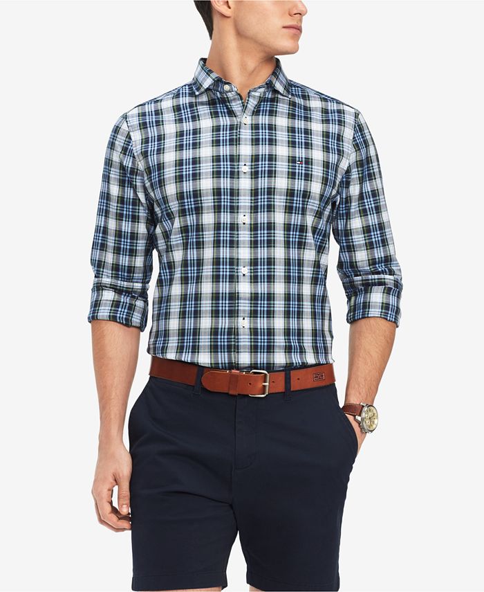 Tommy Hilfiger Men's Mullins Classic Fit Plaid Shirt, Created for Macy ...
