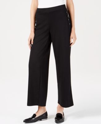 John Paul Richard - Petite Button-Trim Wide-Leg Pants