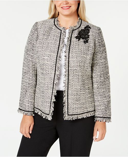 Kasper Plus Size Embellished Tweed Blazer & Reviews Jackets & Blazers
