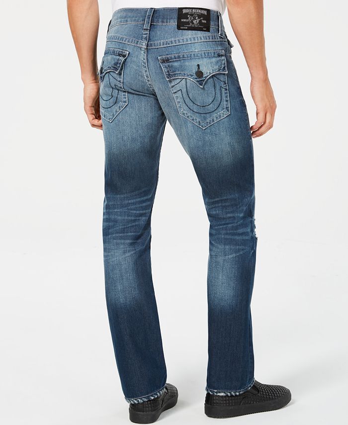 True Religion Men's Straight-Fit Stretch Destroyed Jeans - Macy's