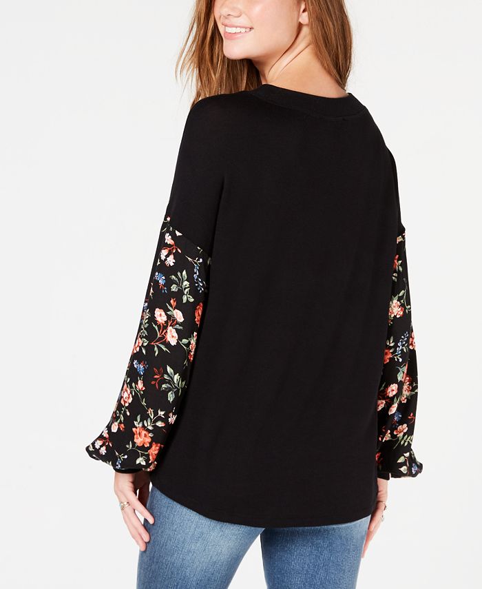 American Rag Juniors' Floral-Print Contrast Sweater, Created for Macy's ...