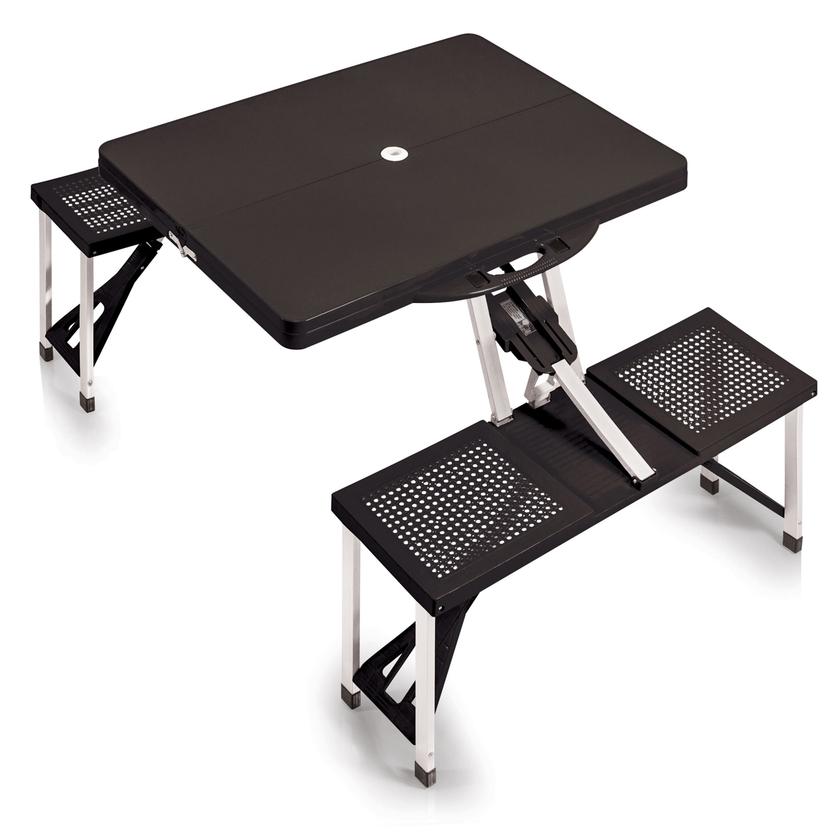 by Picnic Time Picnic Table Portable Folding Table with Seats - Black