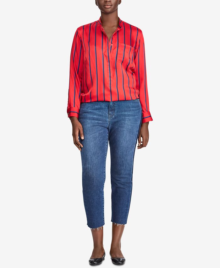 Lauren Ralph Lauren Plus Size Lightweight Striped Shirt - Macy's