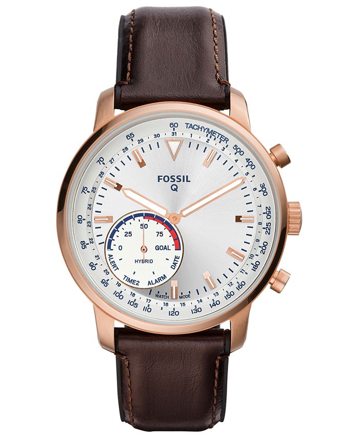 Fossil Men s Tech Goodwin Brown Leather Strap Hybrid Smart Watch