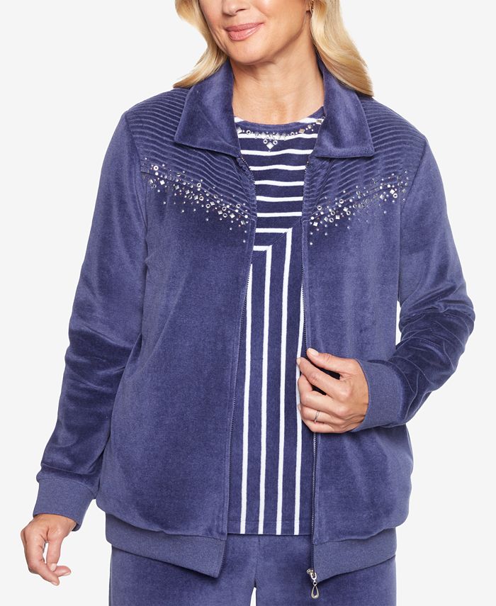 Alfred Dunner Petite Comfortable Situations Embellished Velour