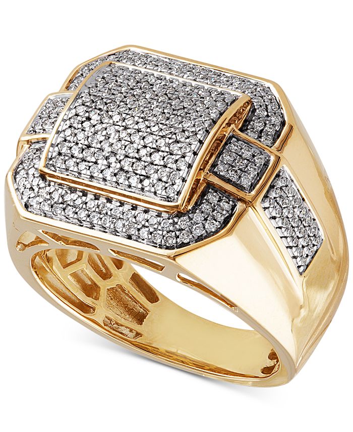 Macy's Men's Diamond Pavé Ring (3/4 ct. t.w.) in 10k Gold Macy's