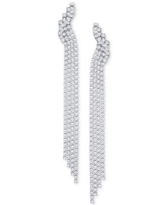 Swarovski - Silver-Tone Crystal Mesh Fringe Drop Earrings