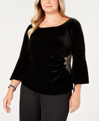 Alex Evenings - Plus Size Velvet Embellished Top