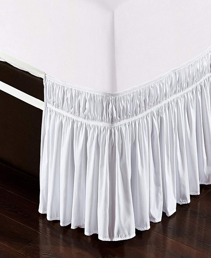 Bed Skirt Elastic Dust Ruffle Easy Fit, Elastic King Size Bed Skirt Black