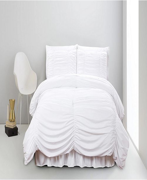 De Moocci Romantic Ruched Pleat 8 Piece Luxury Unique Comforter