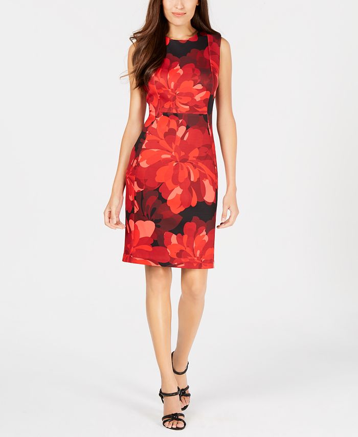 Calvin Klein Petite Floral-Print Sheath Dress - Macy's