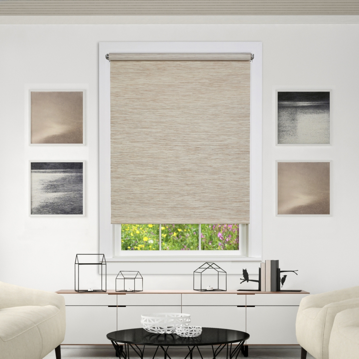 Achim Cords Free Privacy Jute Window Shade, 55