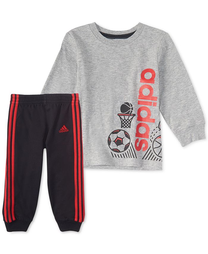 adidas Baby Boys 2-Pc. Logo Graphic Cotton Shirt & Joggers Set - Macy's