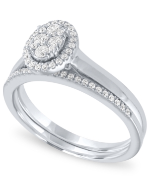image of Diamond Oval Halo Cluster Bridal Set (1/3 ct. t.w.) in 14k White Gold
