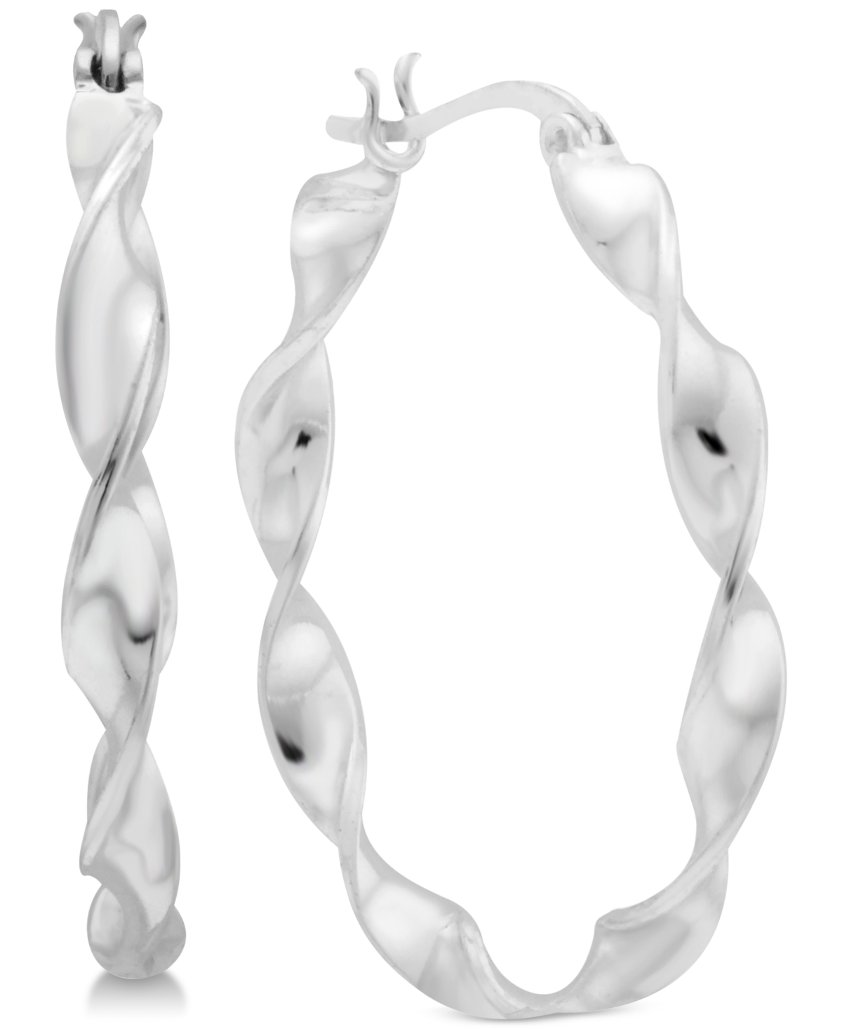 And Now This Twisted Small Medium Hoop Earrings in Silver Plate - Silver