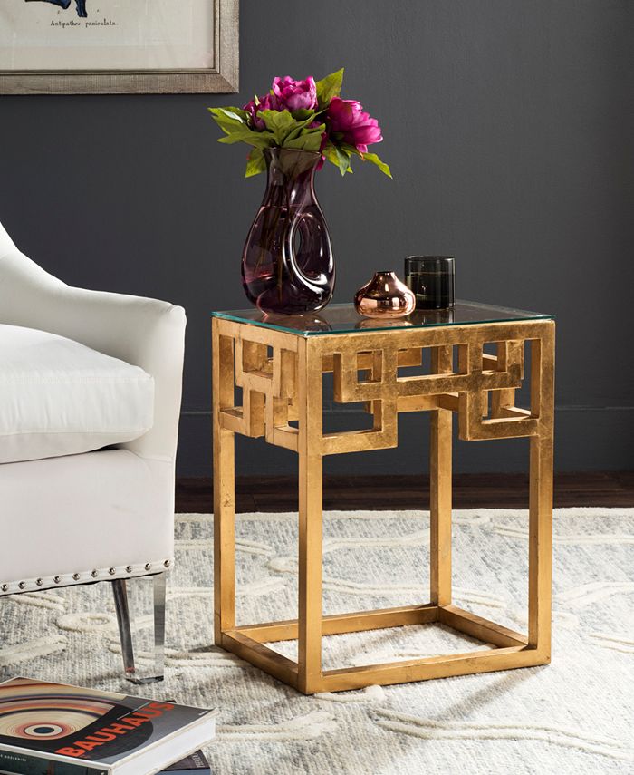 Safavieh Byram Greek Key Glass Top End Table Macy's