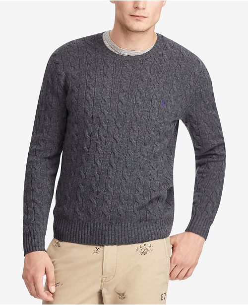 Polo Ralph Lauren Men's Cashmere Wool Blend Cable-Knit Sweater ...