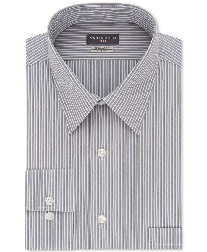 Van Heusen Men s Classic Regular Fit Flex Collar Stretch Gray Stripe Dress Shirt Macy s