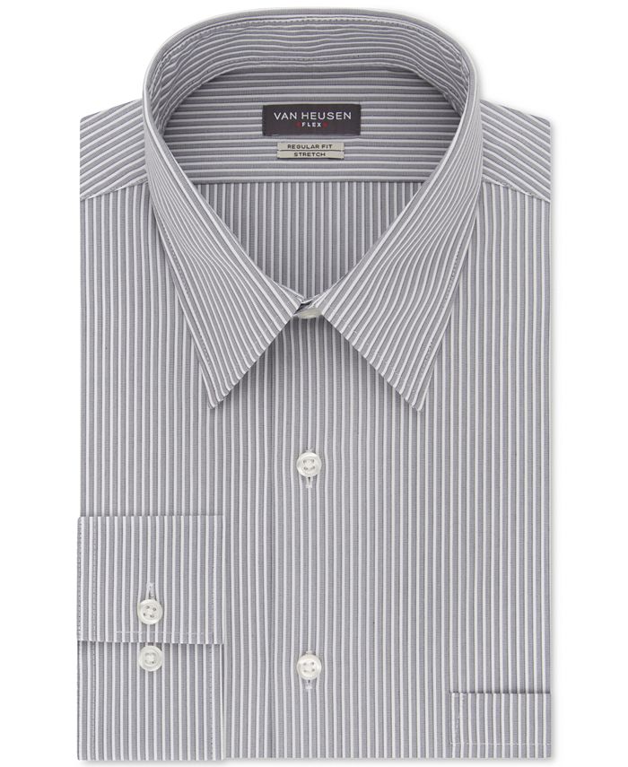 Van Heusen Men's Classic/Regular Fit Flex Collar Stretch Gray Stripe ...