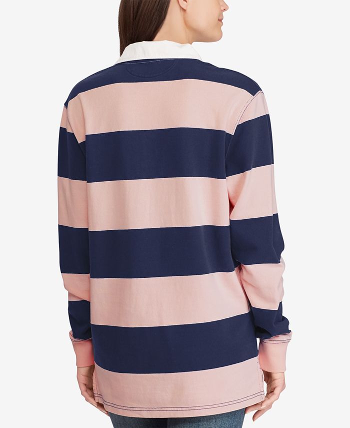 Polo Ralph Lauren Pink Pony Striped Cotton Rugby Shirt Macy's