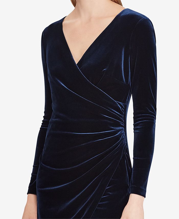 Lauren velvet surplice dress clearance