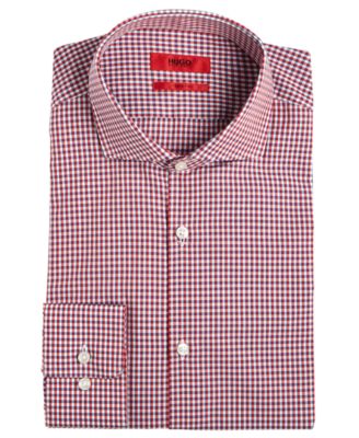 Hugo Boss - Men's Slim-Fit Red Mini Gingham Dress Shirt