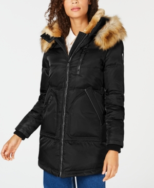 VINCE CAMUTO FAUX FUR HOODED PUFFER COAT