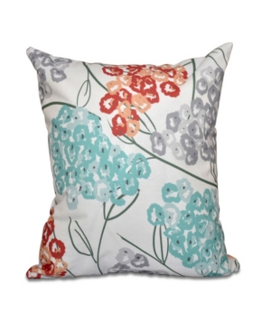 E By Design Hydrangeas 16 Inch Coral And Aqua Decorative Floral Throw Pillow