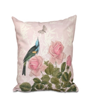 E By Design Asian Rose 16 Inch Pink Decorative Floral Throw Pillow