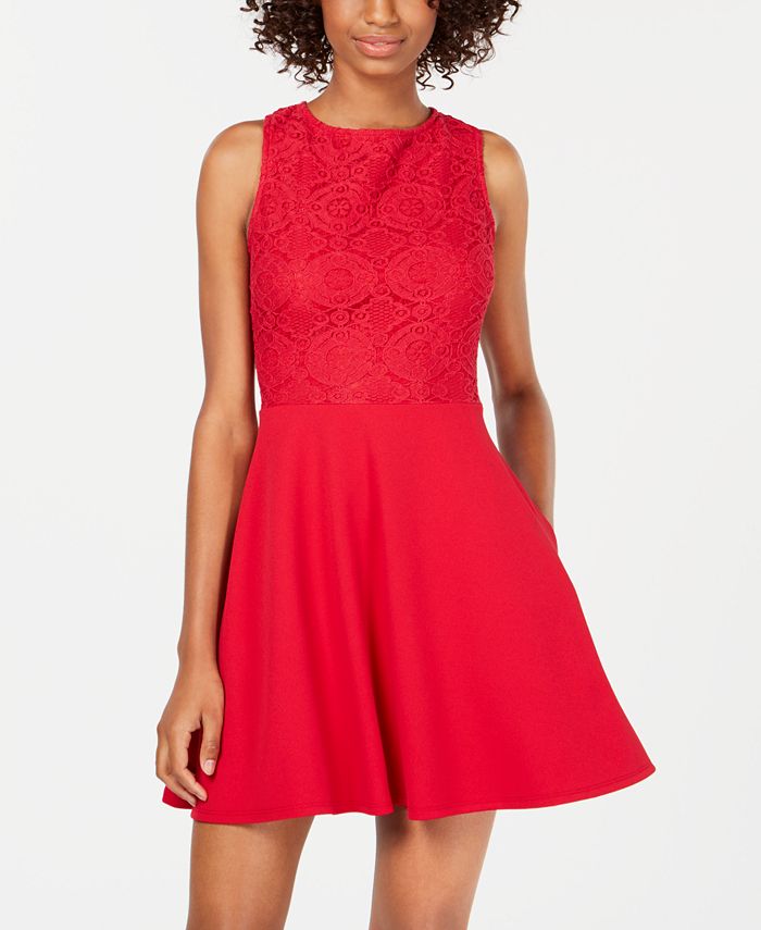 Speechless Juniors Lace Contrast Fit Flare Dress Macy s