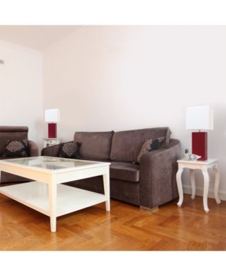 Elegant Designs 2 Pack Modern Leather Table Lamps with White Fabric Shades