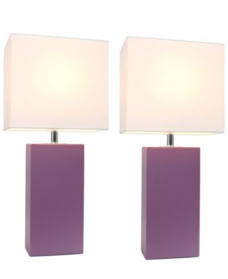 Elegant Designs 2 Pack Modern Leather Table Lamps with White Fabric Shades